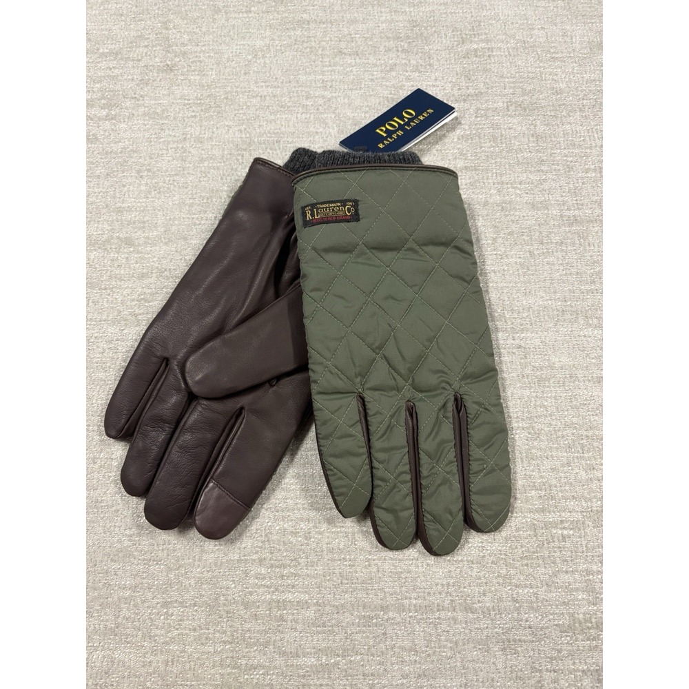 NEW Polo Ralph Lauren Men's Quilted Touch Screen Field Gloves Size XL Green